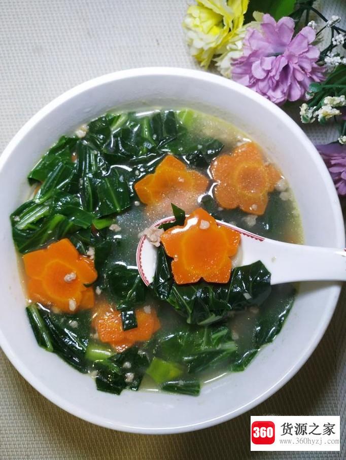 怎样做美味的青菜胡萝卜肉末汤？