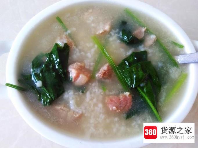 菠菜瘦肉粥的做法