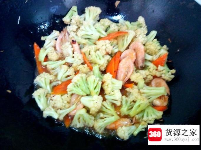 有机菜花炒北极虾的家常做法