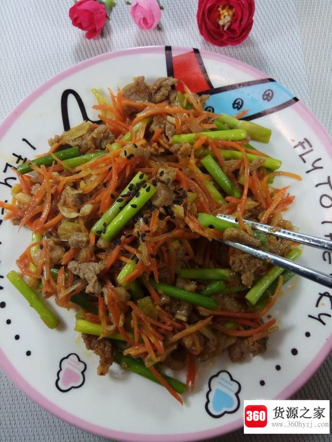 怎样做美味的蒜苔胡萝卜丝炒肉末？