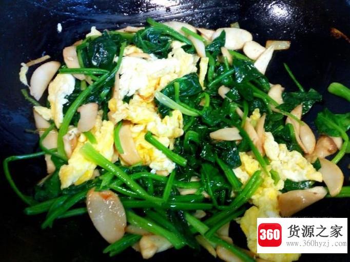 杏鲍菇炒菠菜鸡蛋的家常做法