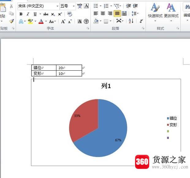 word里面怎么为表格插入饼图并显示百分比？